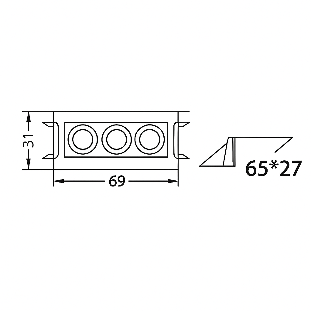 faretto led da incasso universo xtd-3-b bianco 6w - dettaglio 2