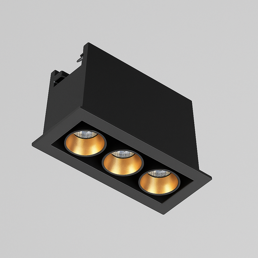 faretto led da incasso rettangolare universo xtd-3-n nero 6 w