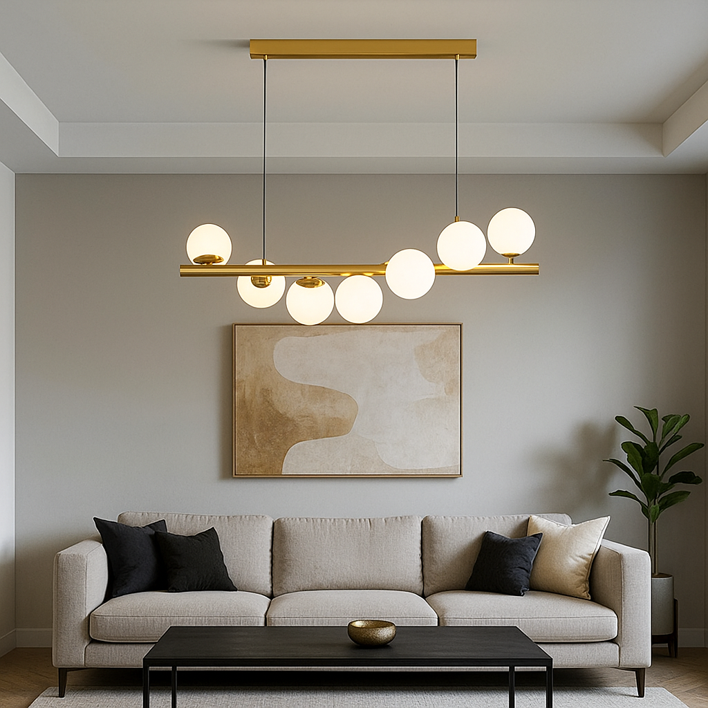 lampadario a sospensione universo a06 7 luci g9 gold