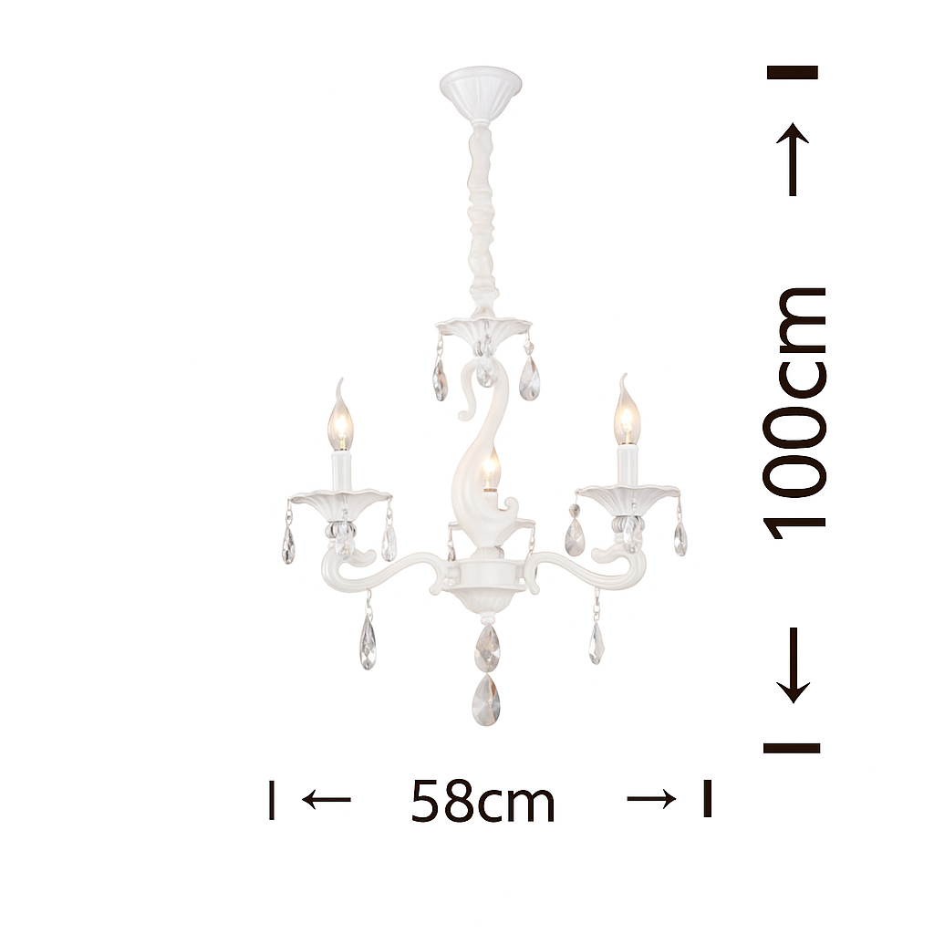 lampadario classico universo a15-3 3 luci e14 bianco con pendenti - dettaglio 3