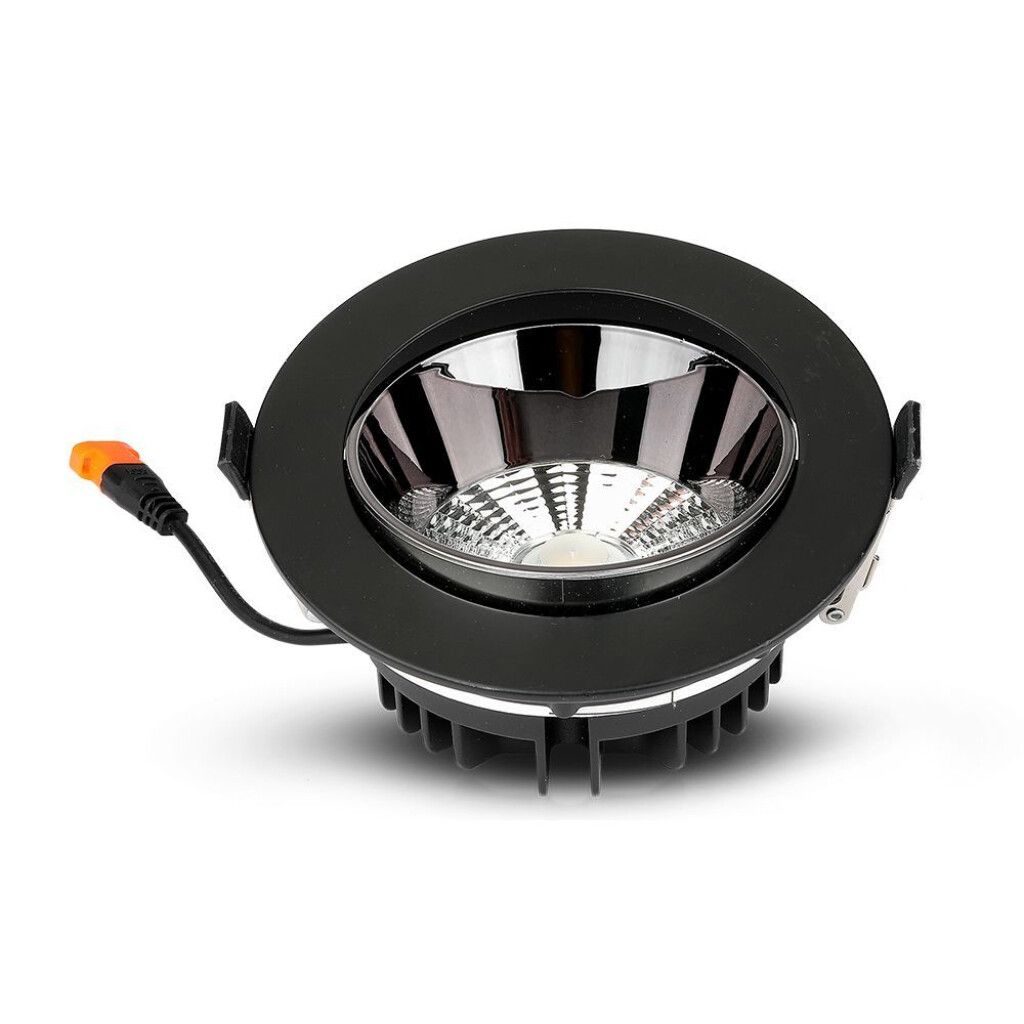 faretto led da incasso v-tac vt-2-23 20w cob samsung nero 3000k orientabile