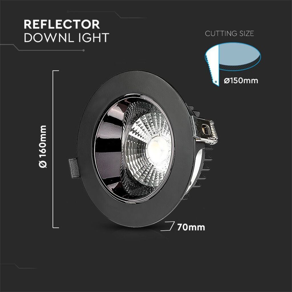 faretto led da incasso v-tac vt-2-23 20w cob samsung nero 3000k orientabile - dettaglio 2