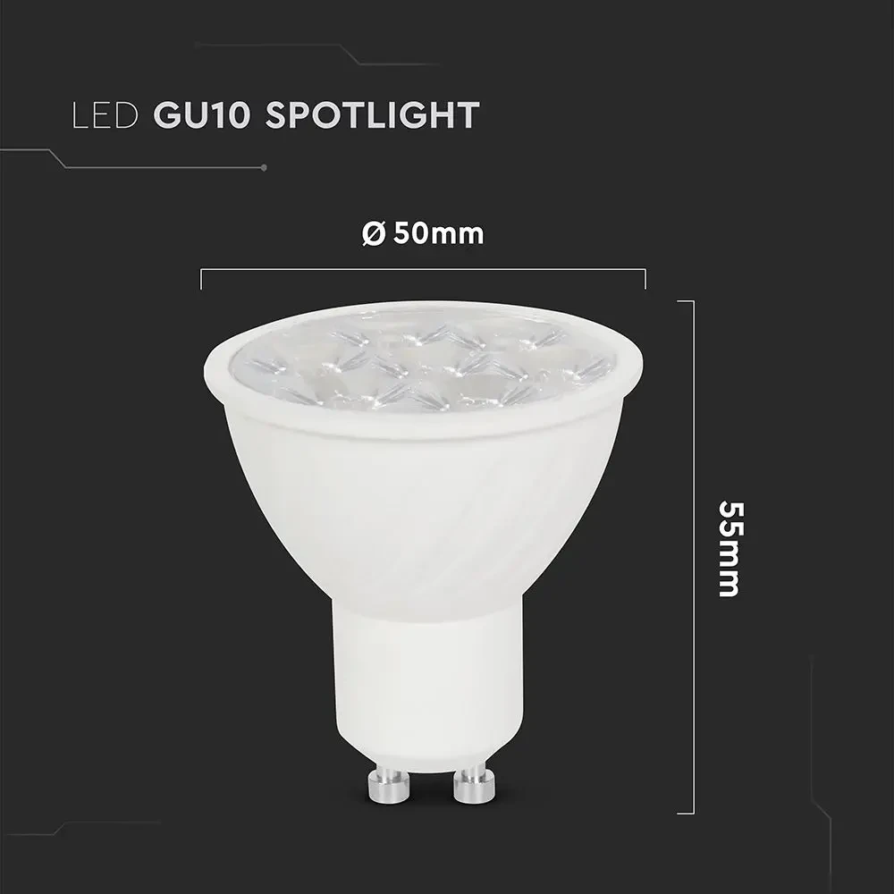 lampadina led gu10 v-tac vt-249 6w 3000k fascio 10° - dettaglio 2