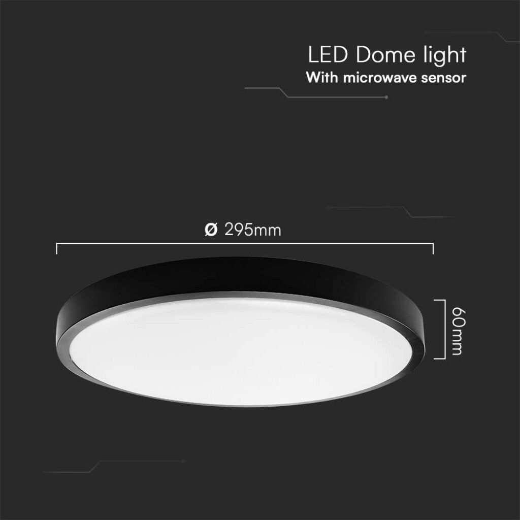 plafoniera led v-tac vt-8618s 18w con sensore microonde e telecomando nera 4000k ip44 - dettaglio 2
