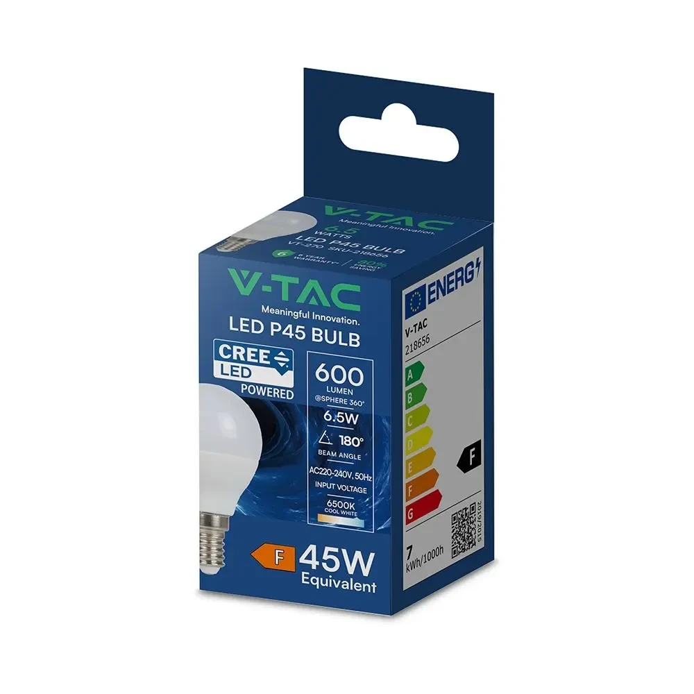 lampadina led v-tac vt-270 e14 p45 6,5w 4000k luce naturale - dettaglio 2