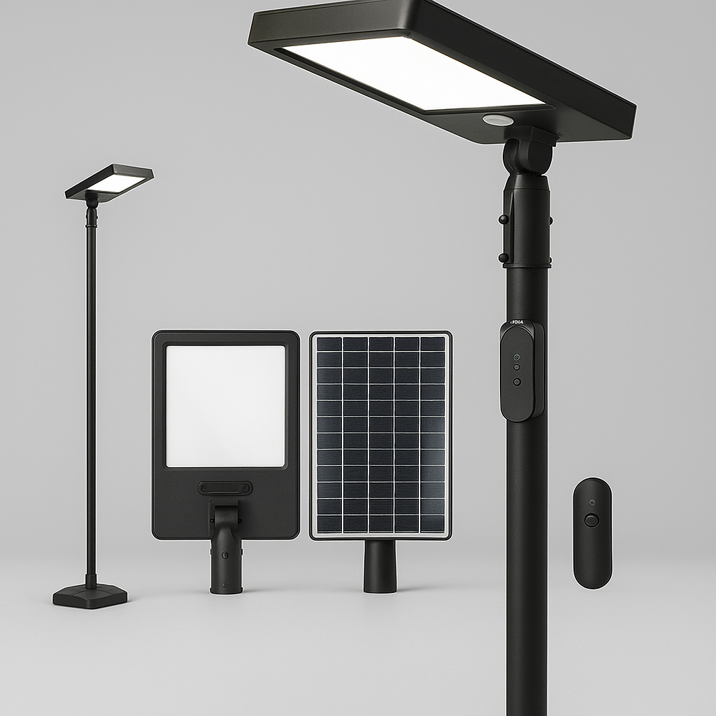 lampione solare universo 3 color zq-tg01-ss240w 240w cct con palo e telecomando