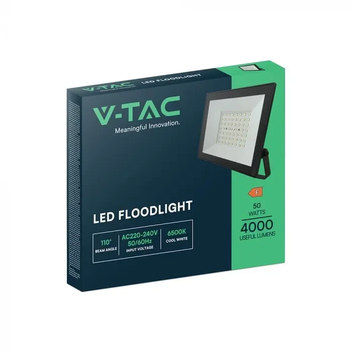 faro led slim v-tac vt-44054-b 50w 4000k ip65 nero - dettaglio 2