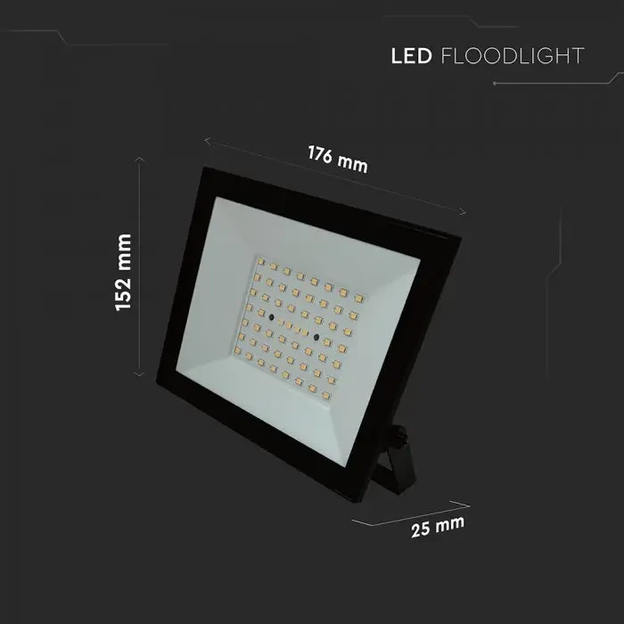 faro led da esterno v-tac vt-44054-b 50w 6500k nero ip65 - dettaglio 3