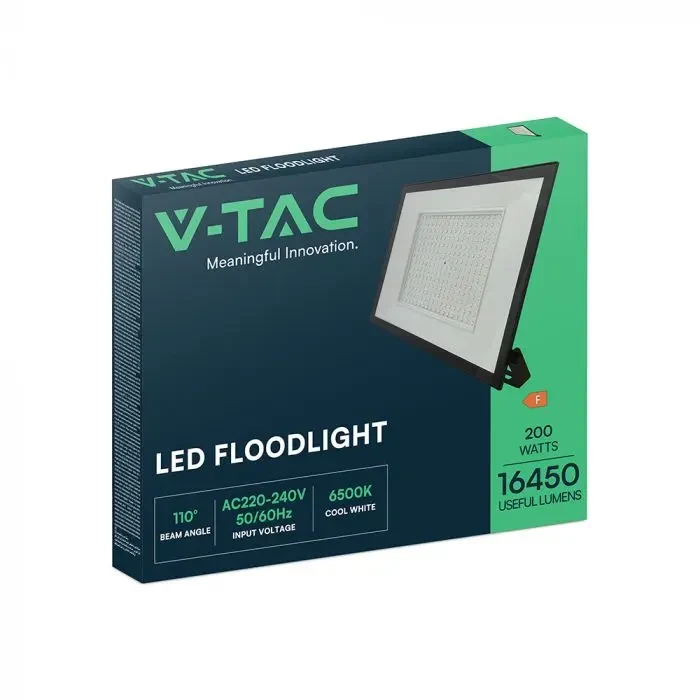 faro led v-tac vt-44208 e-series 200w 6500k nero ip65 - dettaglio 2
