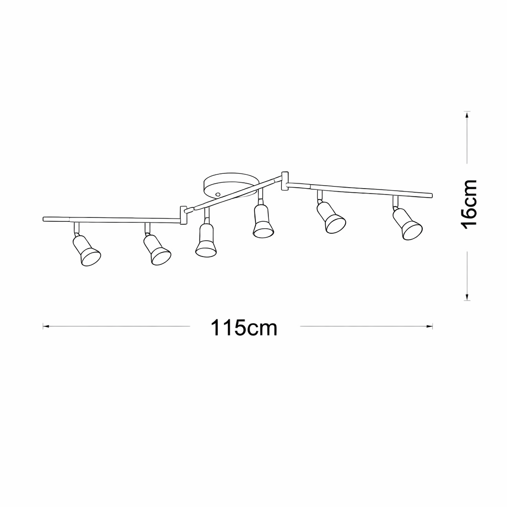 plafoniera universo spotline 6 gu10 bianca orientabile 115 cm - dettaglio 2