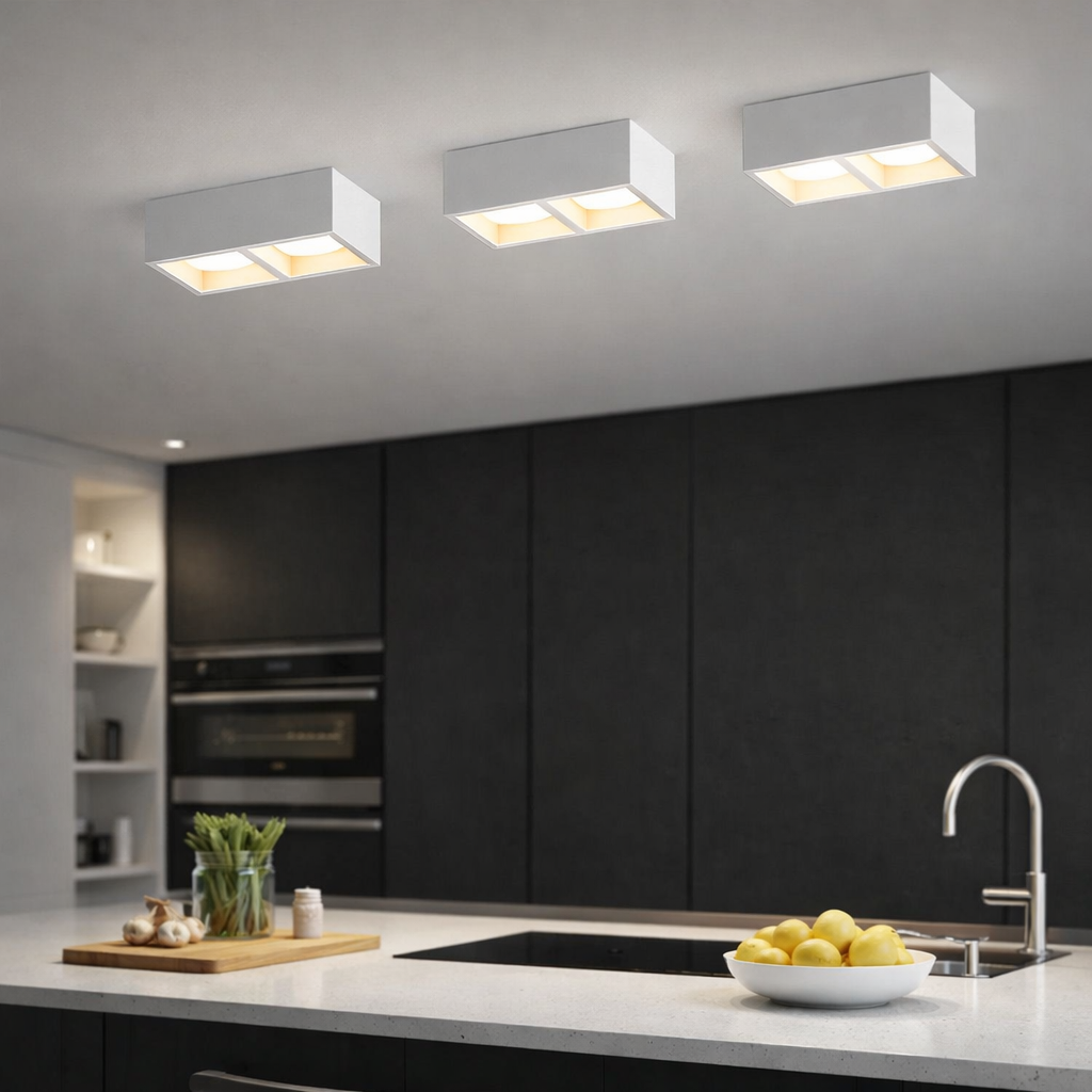 faretto in gesso universo 3 color gs-c38-2 doppio gx53 con lampadine 10w incluse