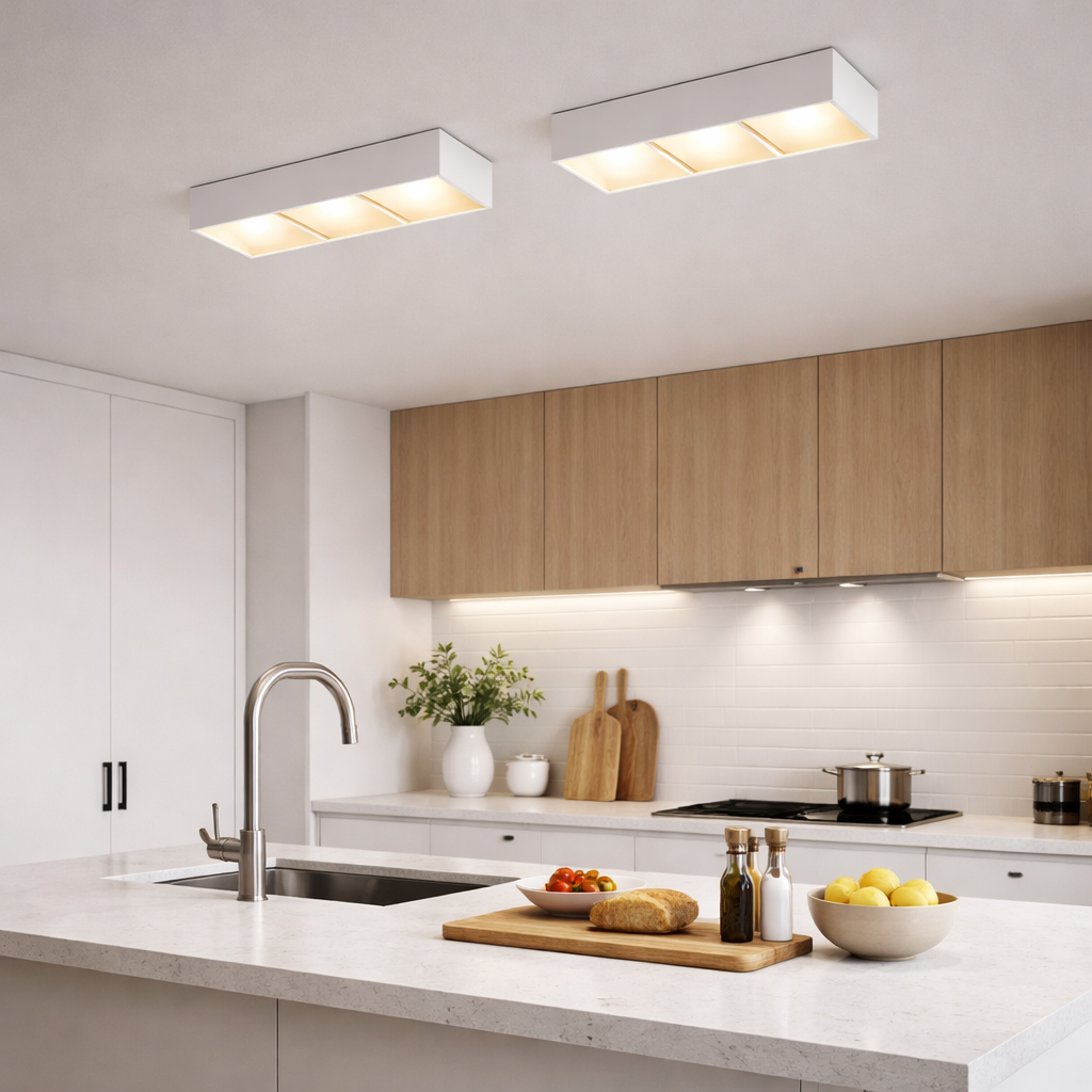plafoniera in gesso tripla gx53 universo 3 color gs-c38-3 con lampadine cct incluse