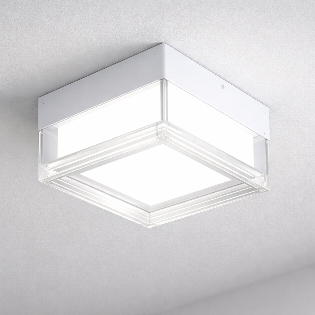 plafoniera led quadrata universo 3 color bl130-b3c 9w ip65 cct