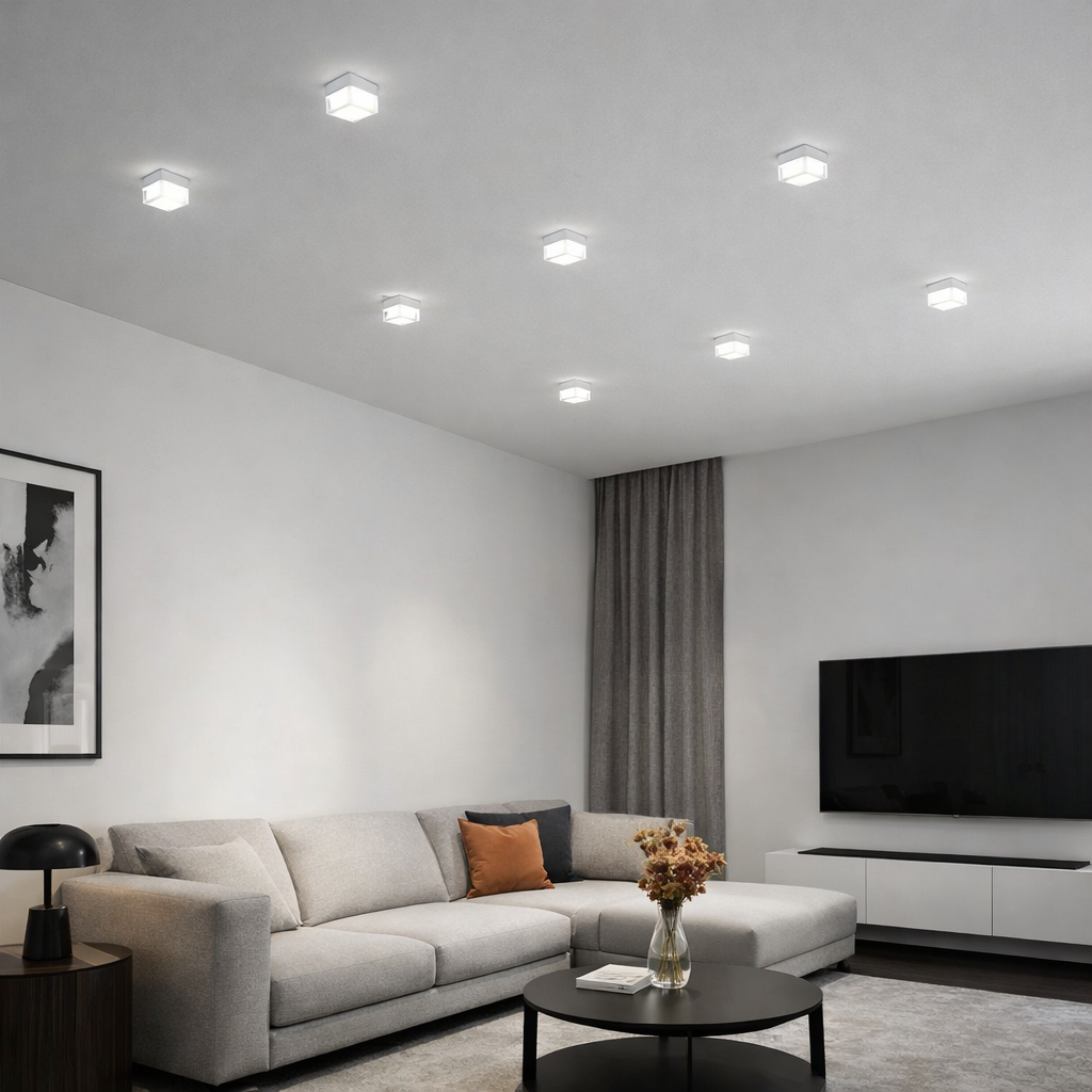 plafoniera led quadrata universo 3 color bl130-b3c 9w ip65 cct - dettaglio 2