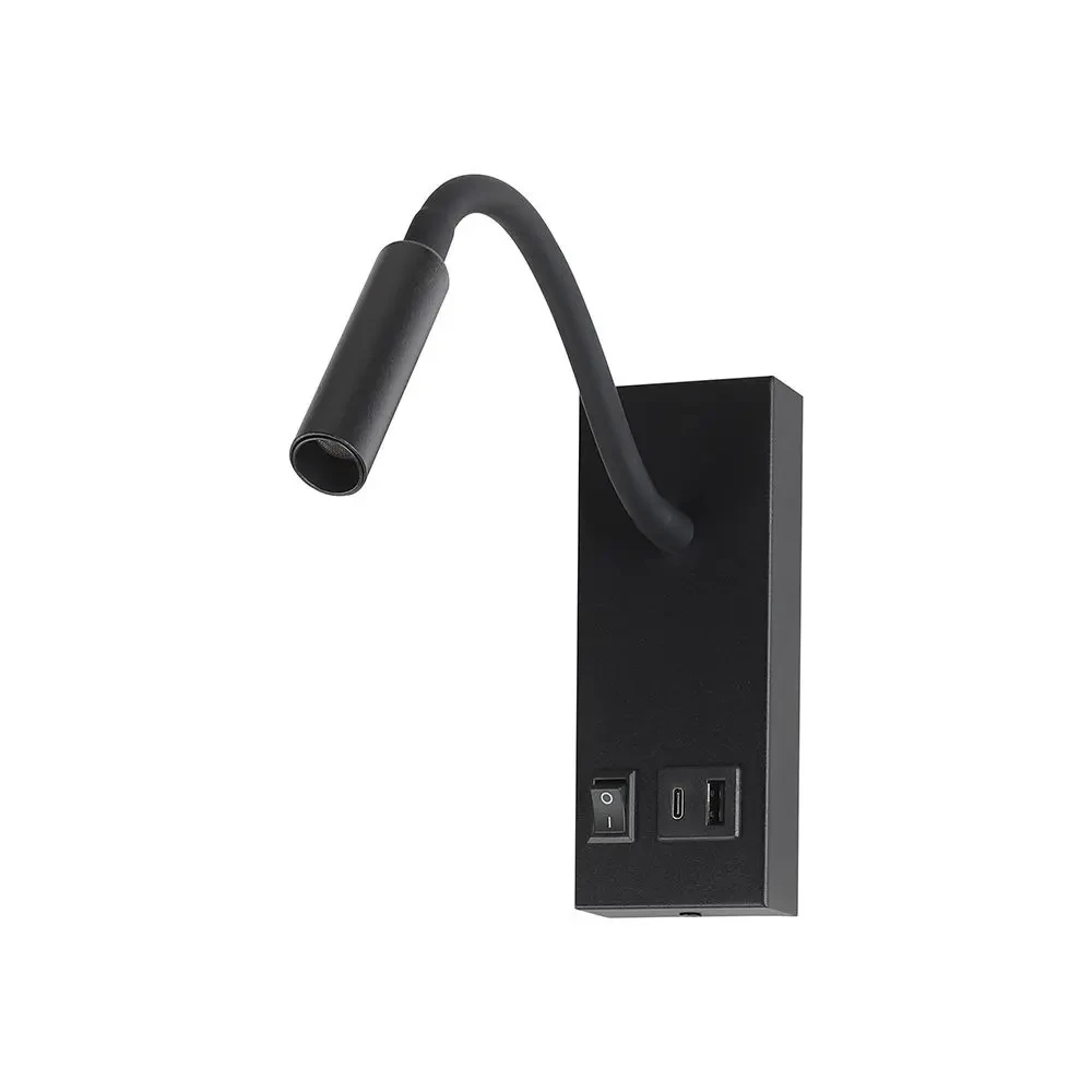 applique led v-tac vt-88064 3w 3000k con usb e usb-c - dettaglio 2