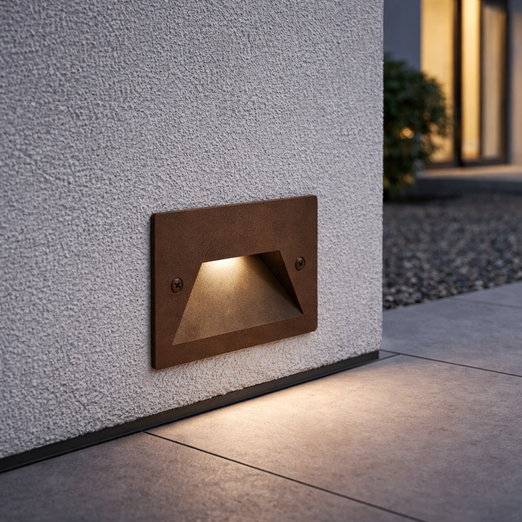segnapasso led universo 3 color es49-c3c 3w ip65 per scatola 503 corten - dettaglio 3