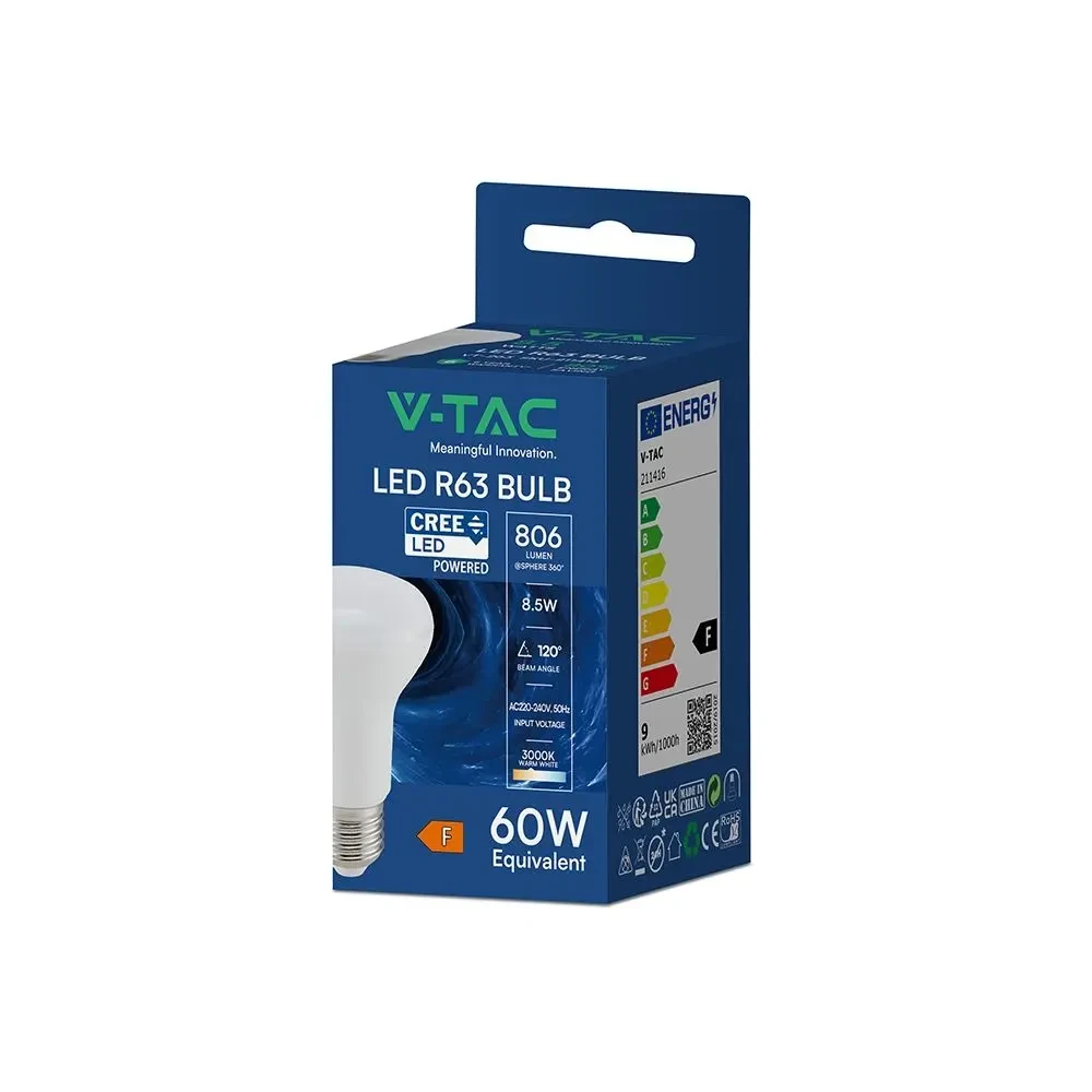 lampadina led v-tac vt-263 r63 e27 8,5w 3000k - dettaglio 2