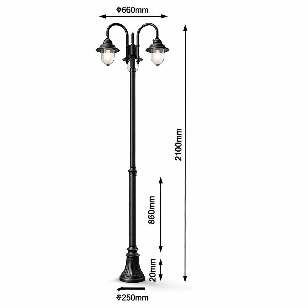 lampione da giardino universo pt-03n 3 luci e27 nero ip54 - dettaglio 2