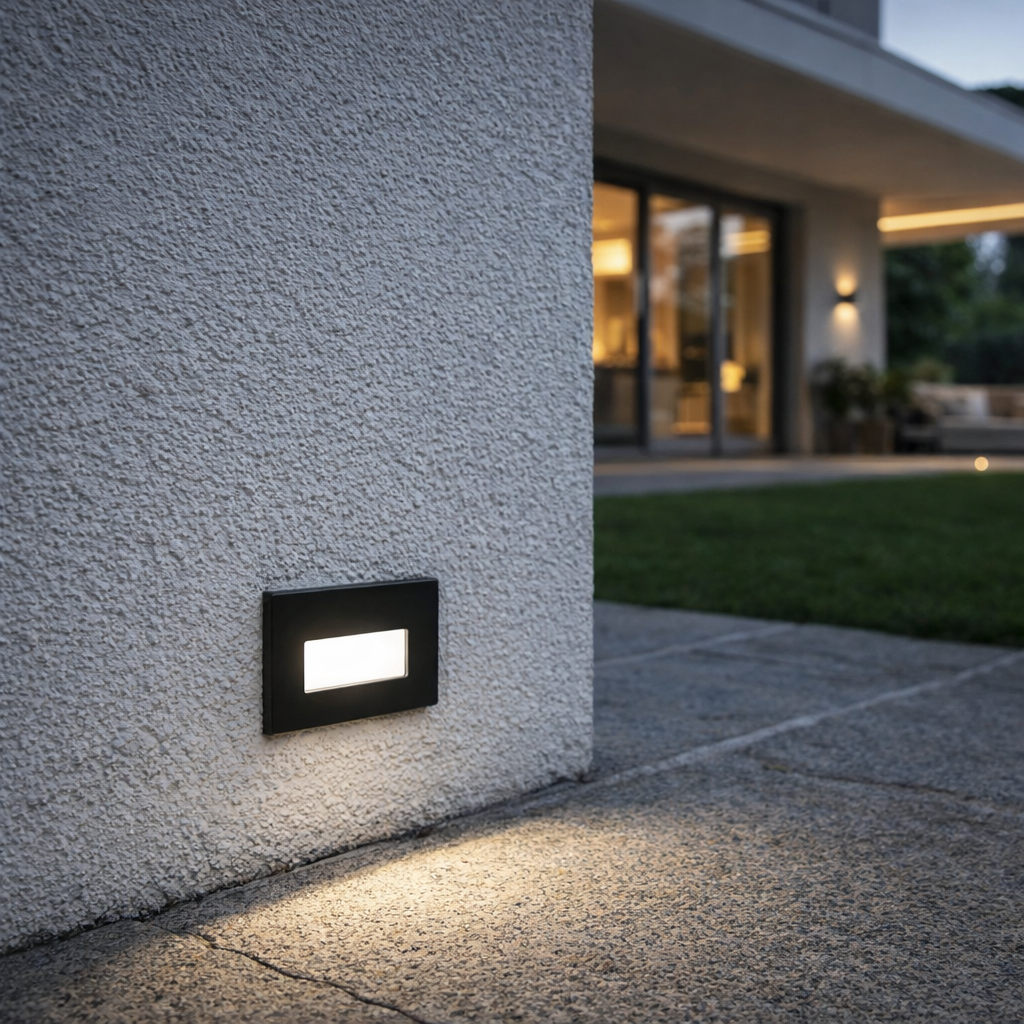 segnapasso led da incasso universo 3 color es37-n3c 4w cct ip65 nero