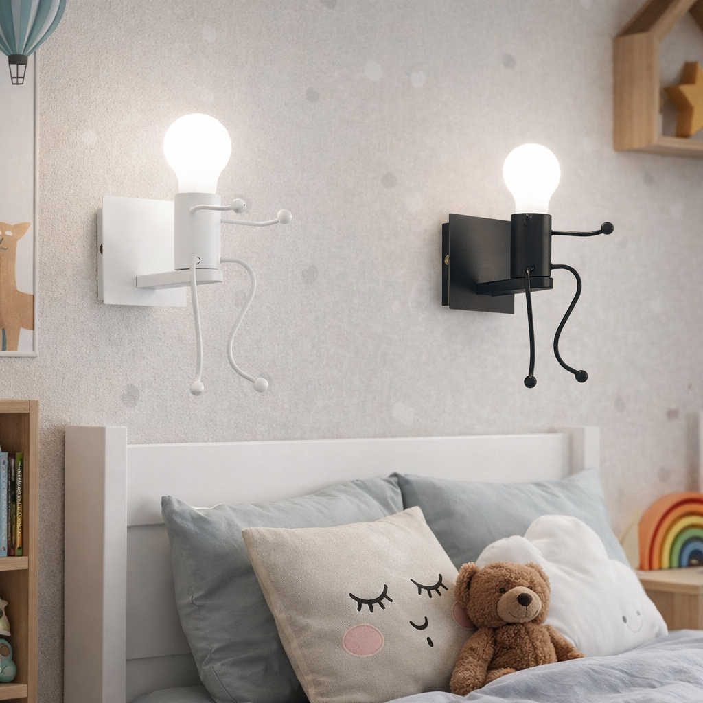 applique da interno universo aq51-b e27 omino decorativo bianco - dettaglio 2