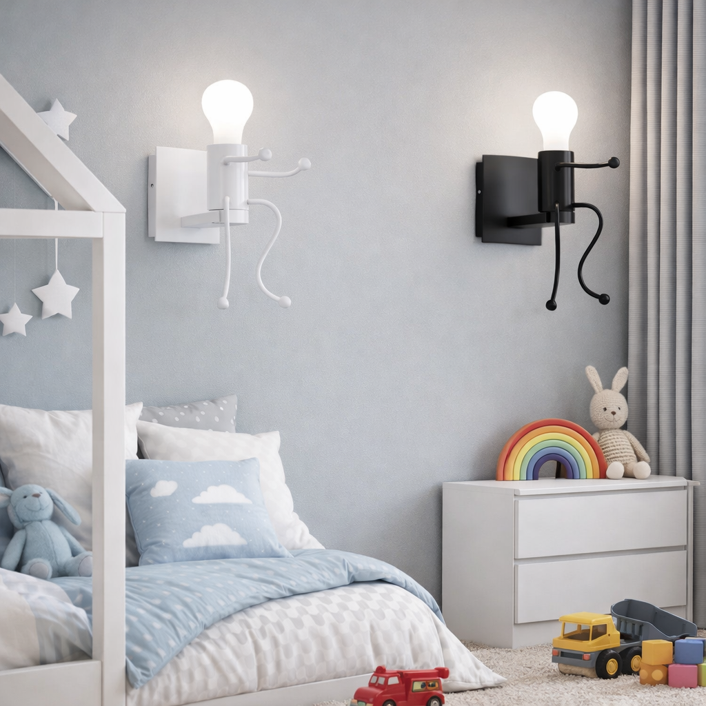 applique da interno universo aq51-b e27 omino decorativo bianco