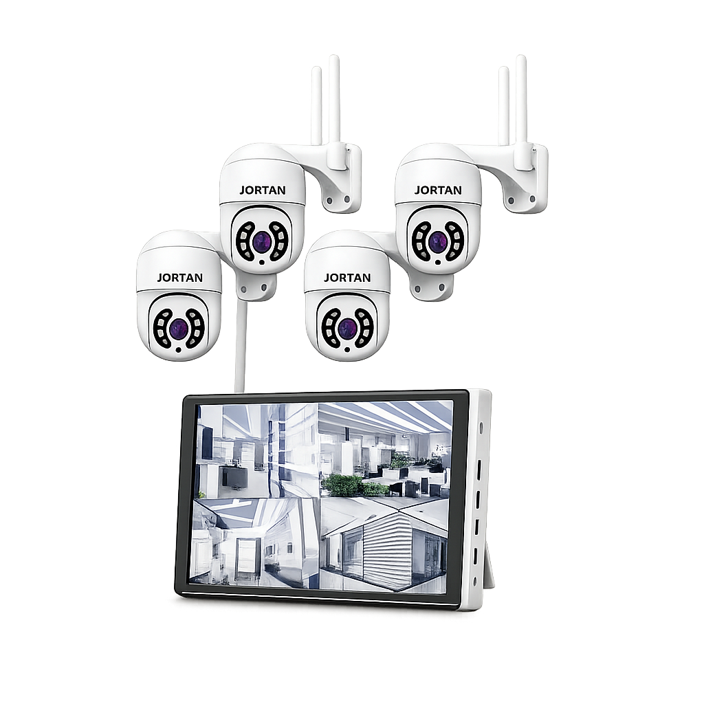 kit videosorveglianza wifi jorthan jt-8276pro-4 4 canali 1080p con monitor integrato
