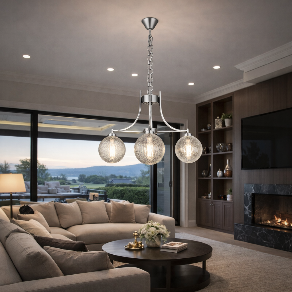 lampadario grifi sj-181 silver 3 luci e14 diametro 53 cm