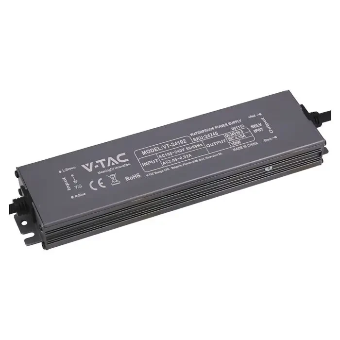 alimentatore led v-tac vt-24102 100w 24v 4,15a ip67