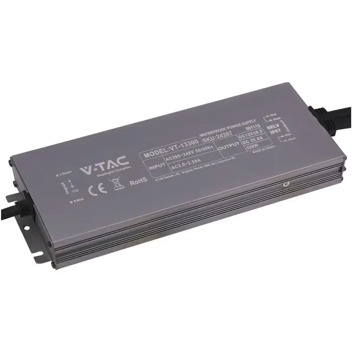 alimentatore led v-tac vt-24302 300w 24v 12,5a ip67