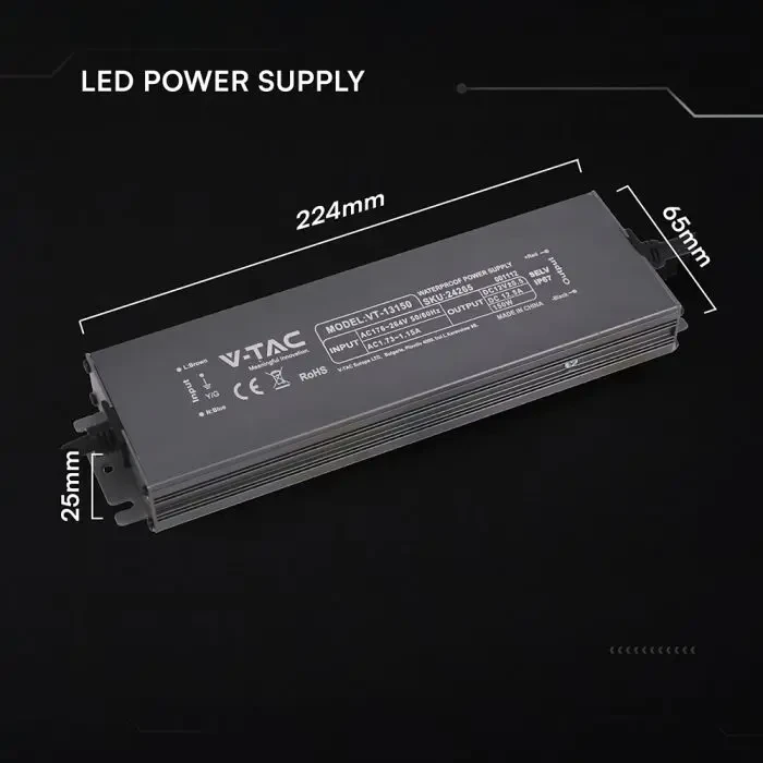 alimentatore led v-tac vt-13150 150w 12v ip67 - dettaglio 2
