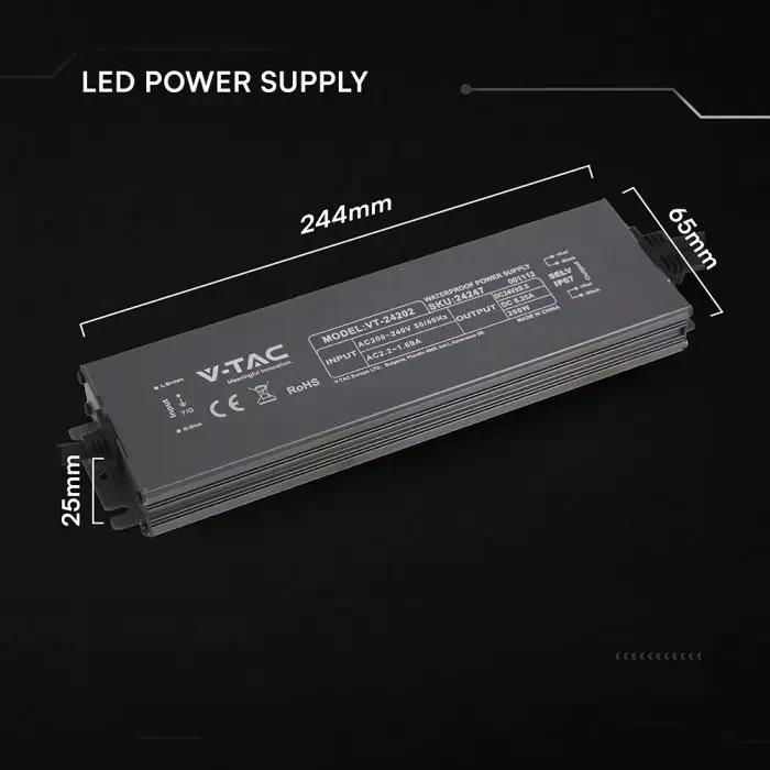 alimentatore led v-tac vt-24202 200w 24v 8,25a ip67 - dettaglio 2