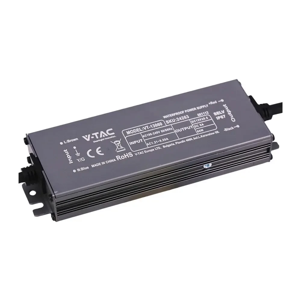 alimentatore led v-tac vt-13060 60w 12v 5a ip67