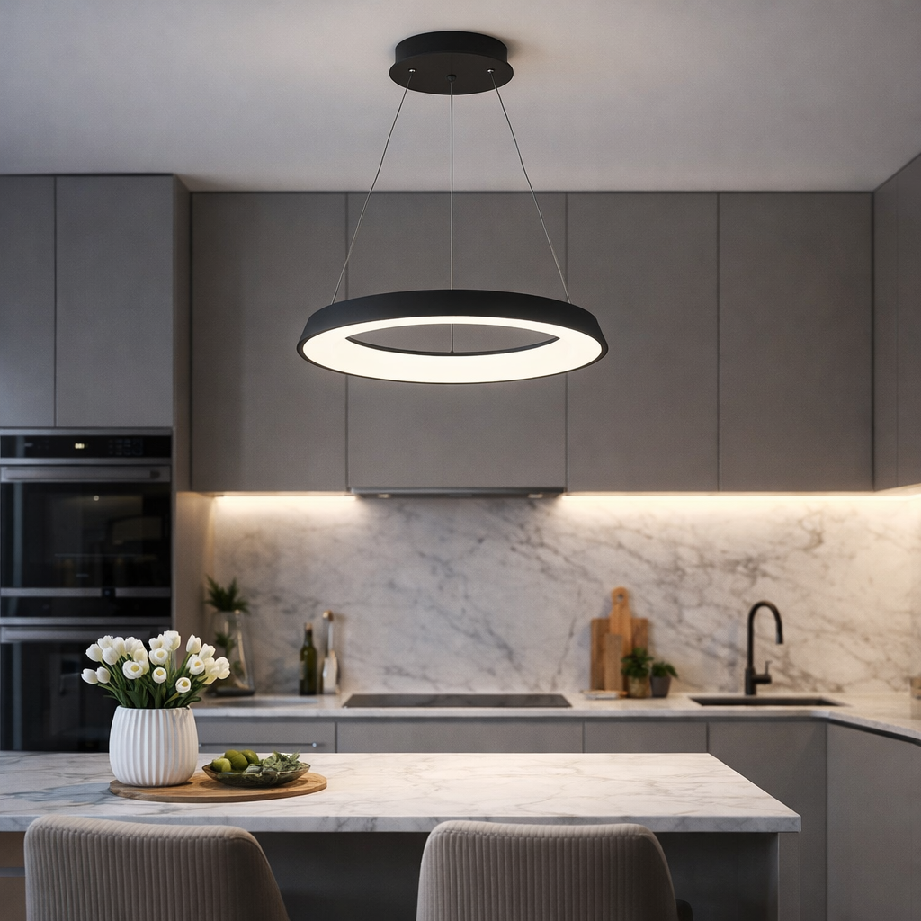 lampadario led a sospensione universo 3 color a71-n3c 43w cct nero - dettaglio 2