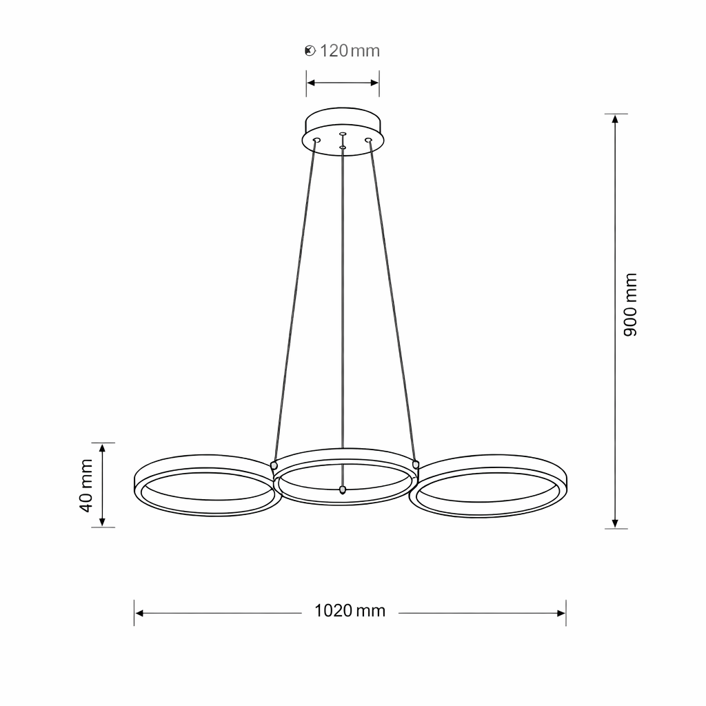 lampadario led a sospensione universo 3 color b63-b3c 40w tre anelli bianco - dettaglio 2