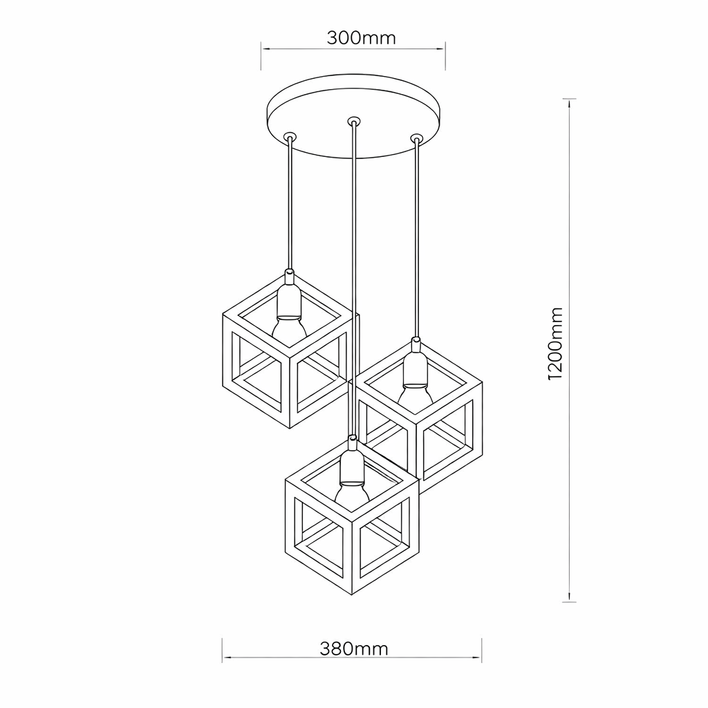 lampadario a sospensione universo lp-47b 3 luci e27 cubi bianchi - dettaglio 2