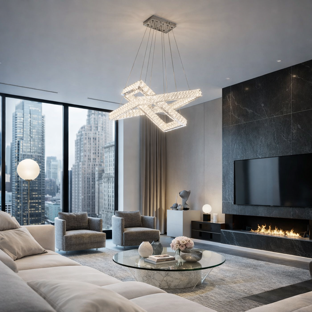 lampadario led a sospensione universo 3 color b12-3c 46w argento con telecomando