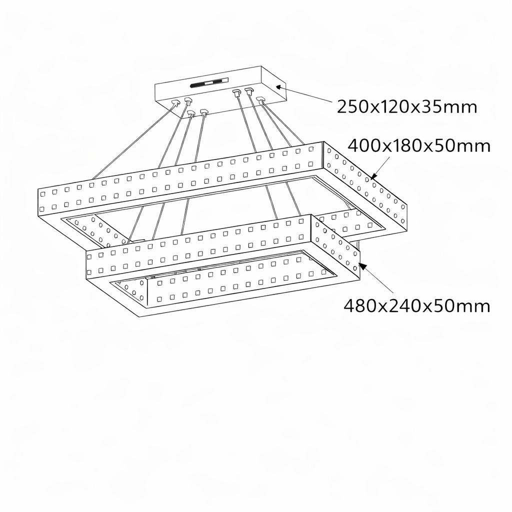 lampadario led a sospensione universo 3 color b12-3c 46w argento con telecomando - dettaglio 2