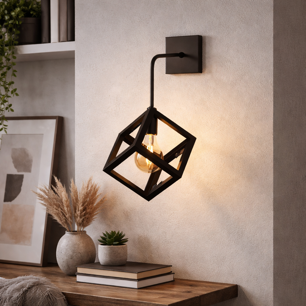 applique da interno universo aq52-n e27 cubo nero
