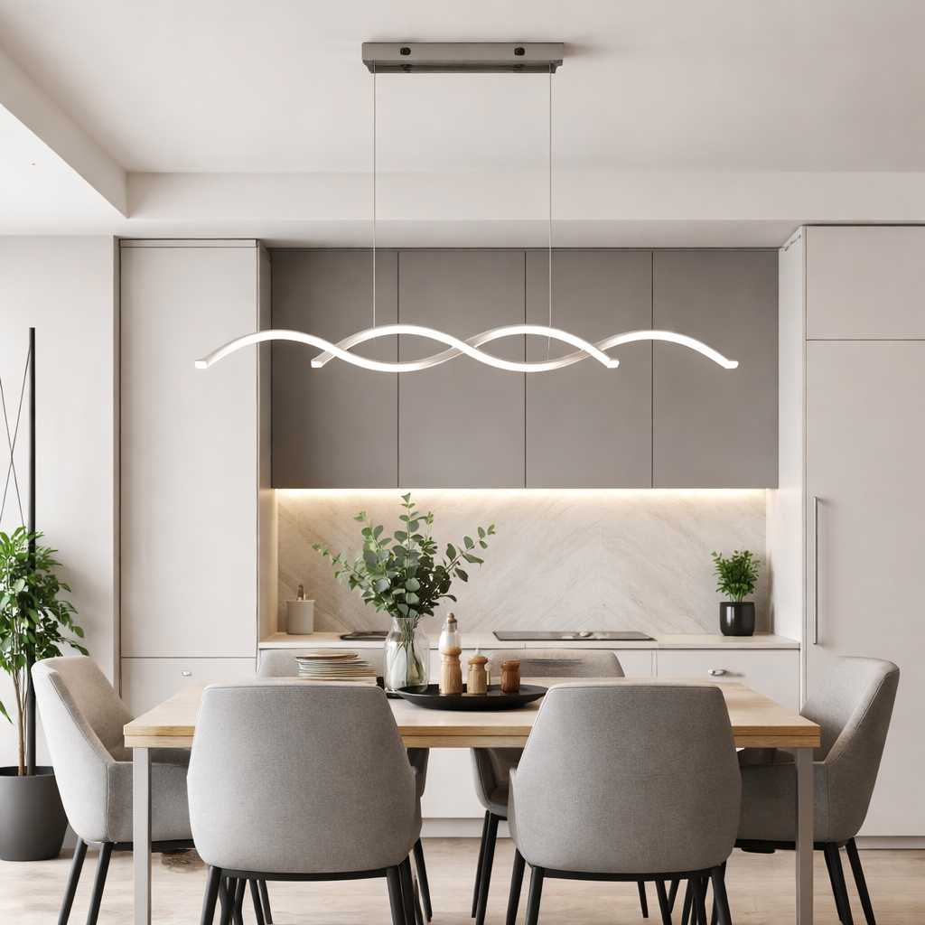 lampadario led a sospensione universo a43 cct ondulato argento 25w
