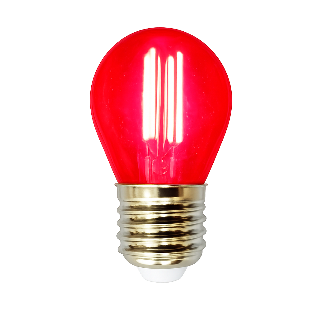 lampadina led miniglobo g45 universo g45a-tr e27 4w luce rossa - dettaglio 2