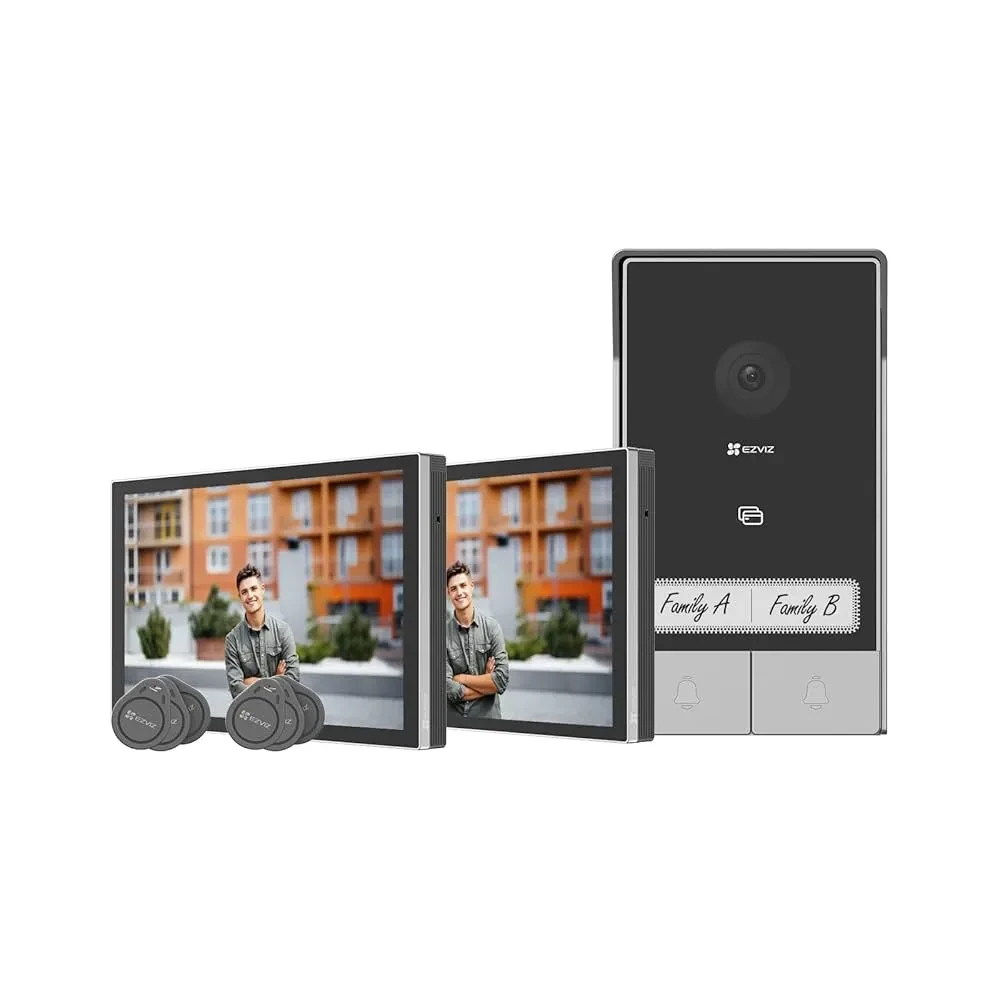 kit videocitofono ezviz hp7 2-family 2 fili con due monitor touch da 7 pollici