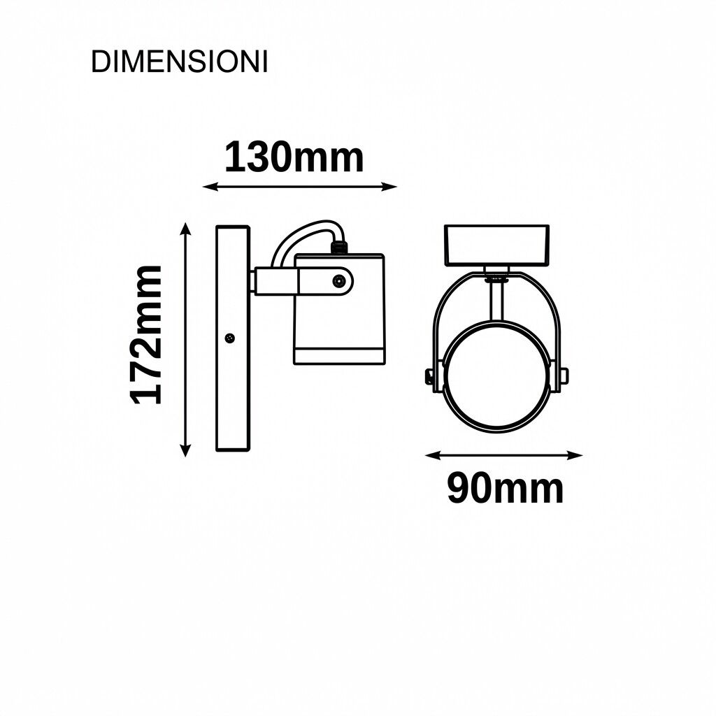 applique da esterno universo 539wa-b172-c gu10 orientabile ruggine - dettaglio 2