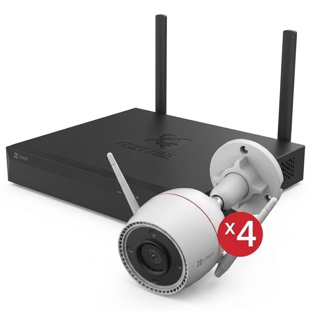 kit videosorveglianza wireless ezviz cs-bw3844 con 4 telecamere h3c 4 mp e nvr x5s 8 canali