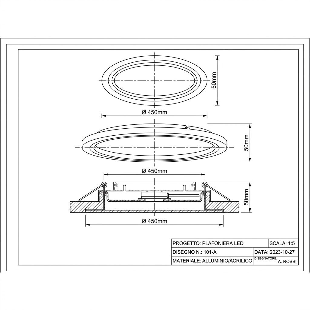 plafoniera led universo 3 color pn-38b3c 60w dimmerabile con telecomando - dettaglio 2