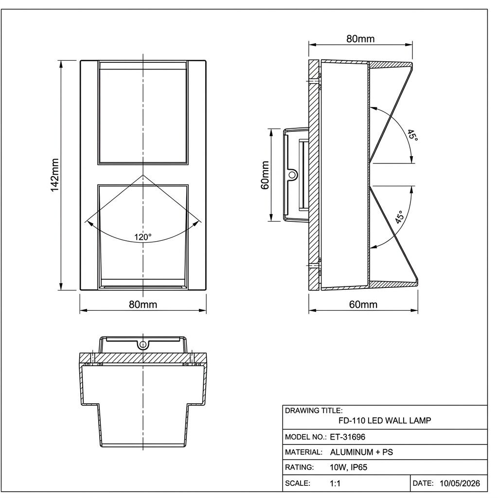 applique led da esterno grifi 3 colori fd-110-g 10w ip65 bidirezionale - dettaglio 3