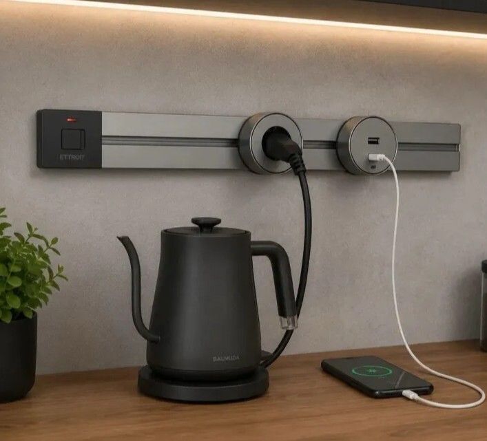 binario elettrificato da parete ettroit etg4005 plug&play 800 mm 16a grigio