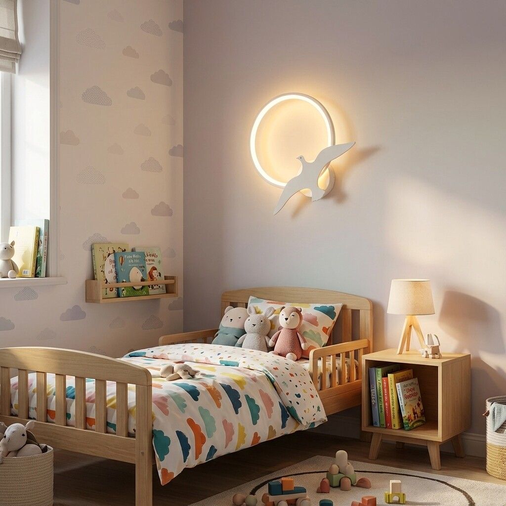 applique led universo 3 color aq02-s3c 13 w cct con uccello decorativo