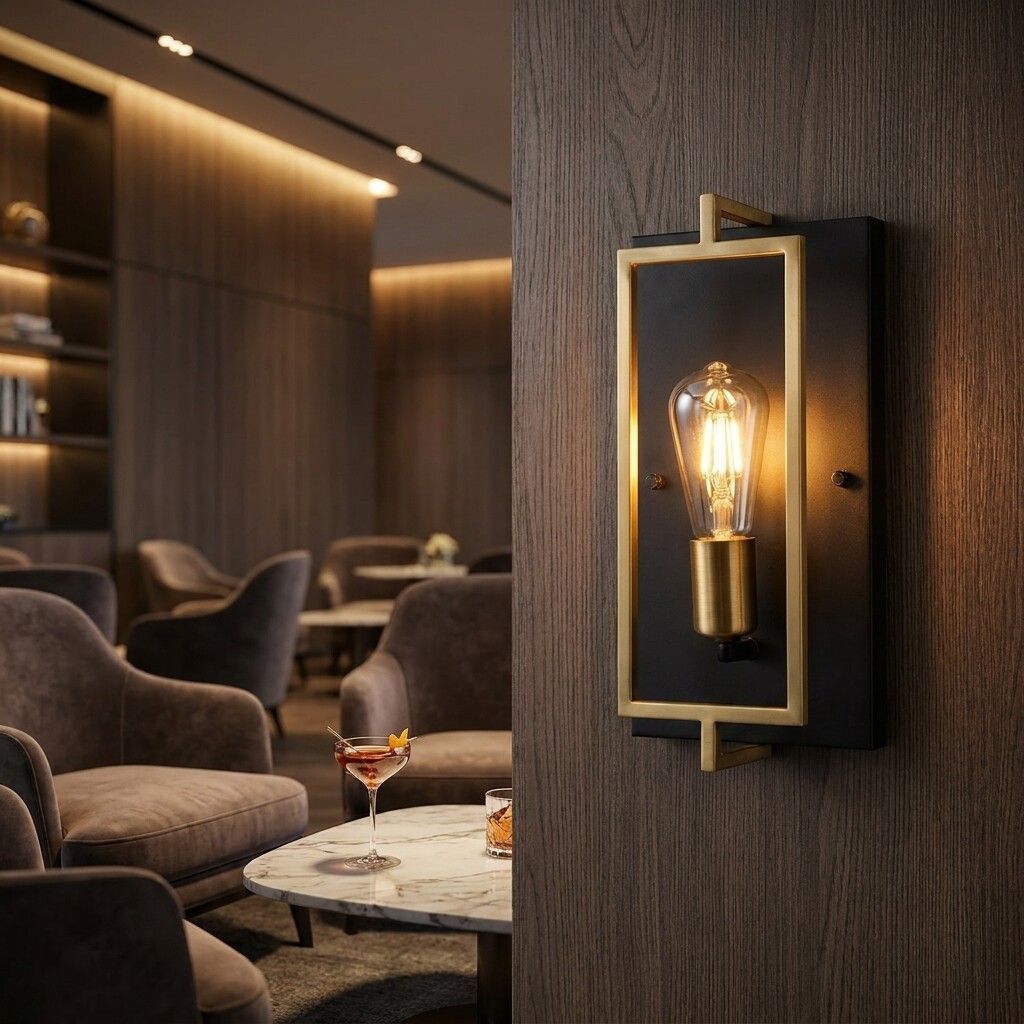 applique da interno universo aq63 e27 in metallo nero e oro
