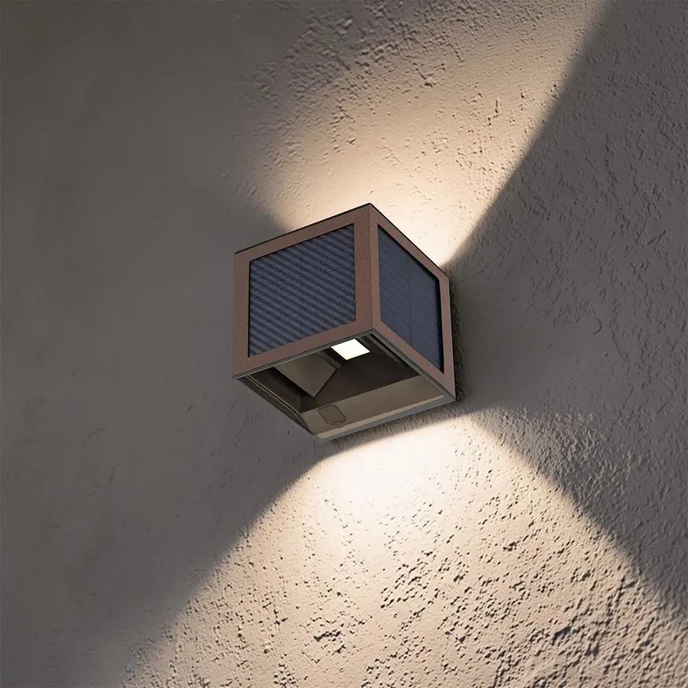 applique solare led v-tac vt-408cct 9w cct con sensore pir corten ip65