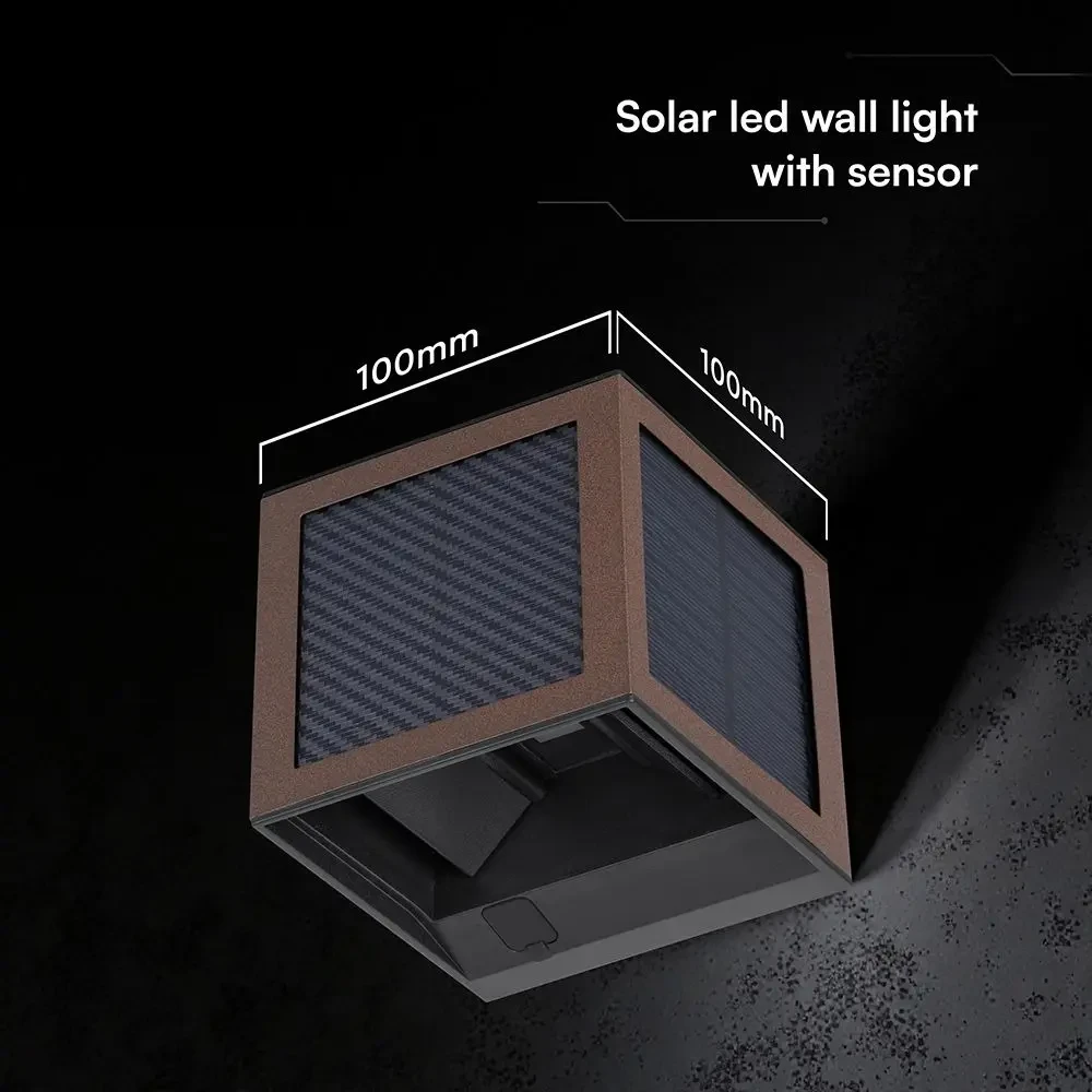 applique solare led v-tac vt-408cct 9w cct con sensore pir corten ip65 - dettaglio 3